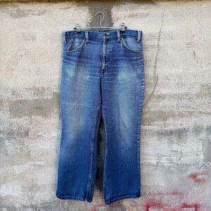 70's Vintage Plain Pocket Distressed Medium Wash Denim Jeans